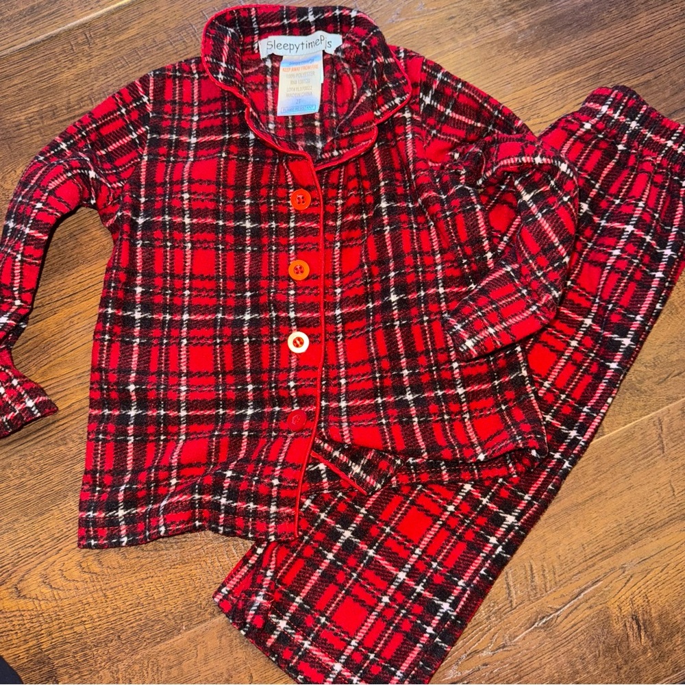 Sleepytime PJs Red Plaid Pajama Set | Size 2T | Cozy Holiday Classic